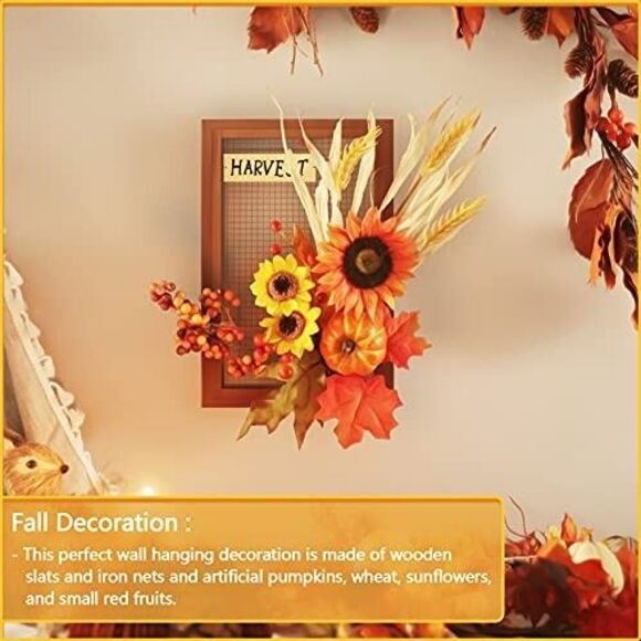 Flower Fall Decorations Home, Rustic Wooden Autumn Wall Decor for Living Room - Picture 7 of 7